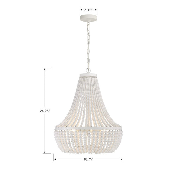 Crystorama Rylee 6 Light Chandelier, Matte White