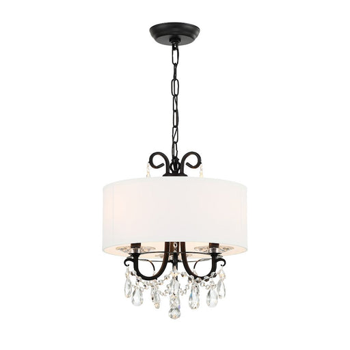 Crystorama Othello 3 Light Mini Chandelier, Matte Black/White