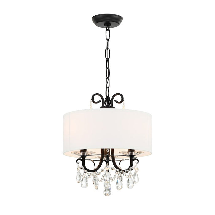 Crystorama Othello 3 Light Mini Chandelier, Matte Black/White