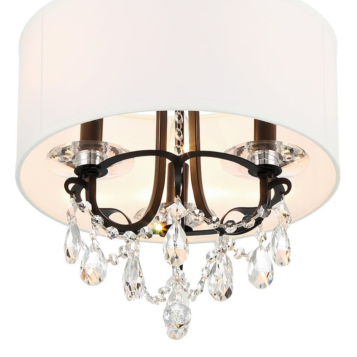 Crystorama Othello 3 Light Mini Chandelier, Matte Black/White