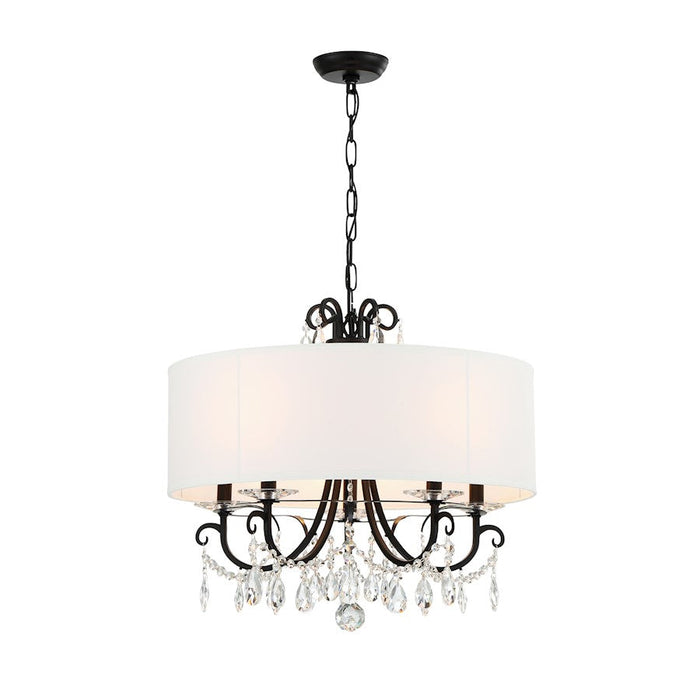 Crystorama Othello 5 Light Chandelier, Matte Black/White