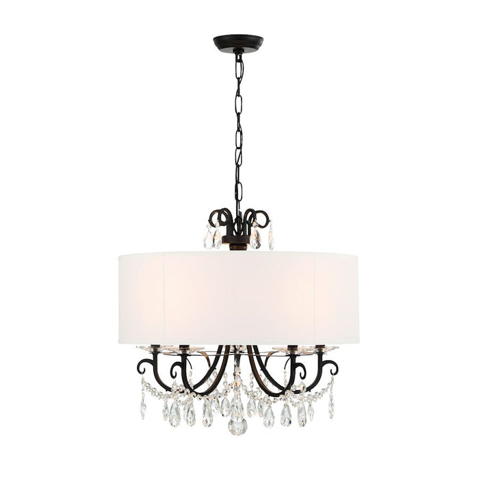 Crystorama Othello 5 Light Chandelier, Matte Black/White