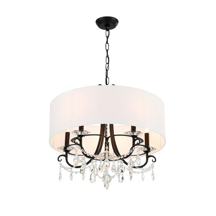 Crystorama Othello 5 Light Chandelier, Matte Black/White