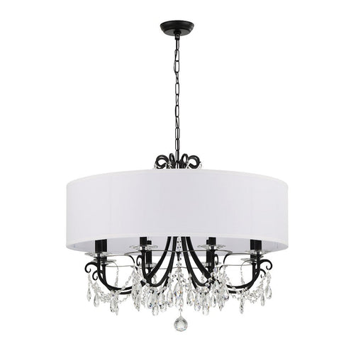 Crystorama Othello 8 Light Chandelier, Matte Black/White - 6628-MK-CL-MWP