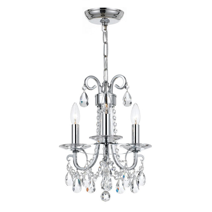 Crystorama Othello 3 Light Clear Crystal Mini Chandelier, Chrome