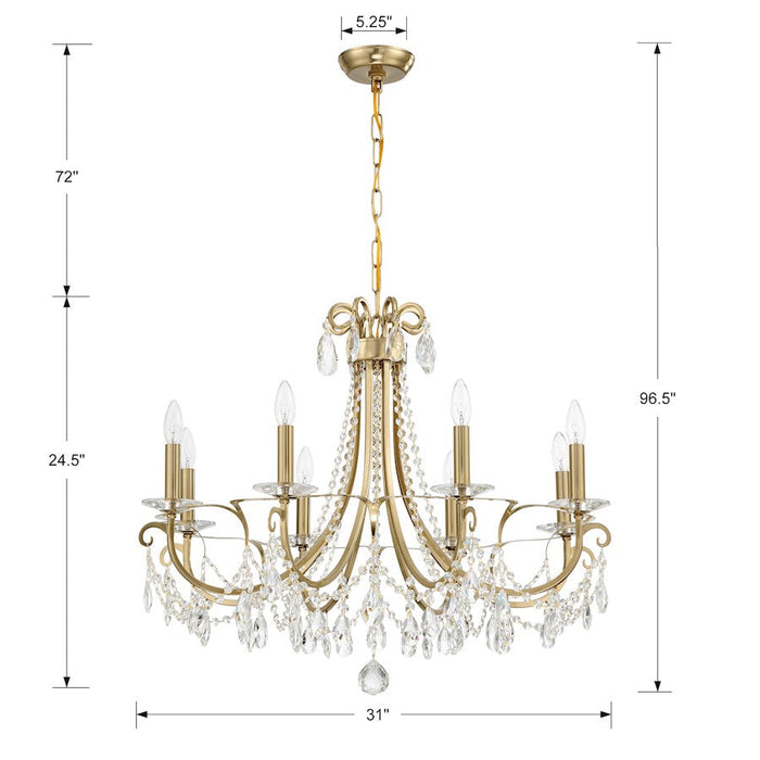 Crystorama Othello 8 Light Chandelier, Vibrant Gold