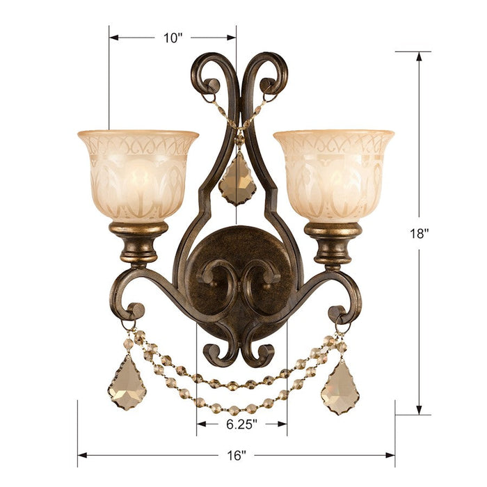 Crystorama Norwalk GT Swarovski Strass Sconce, Bronze