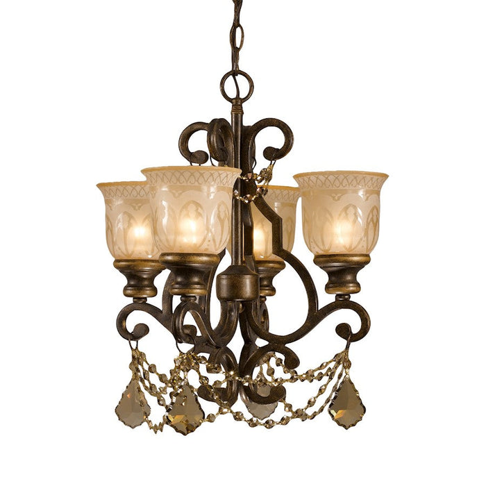 Crystorama Norwalk 4 Light GT Strass Mini Chandelier, Bronze - 7504-BU-GT-S