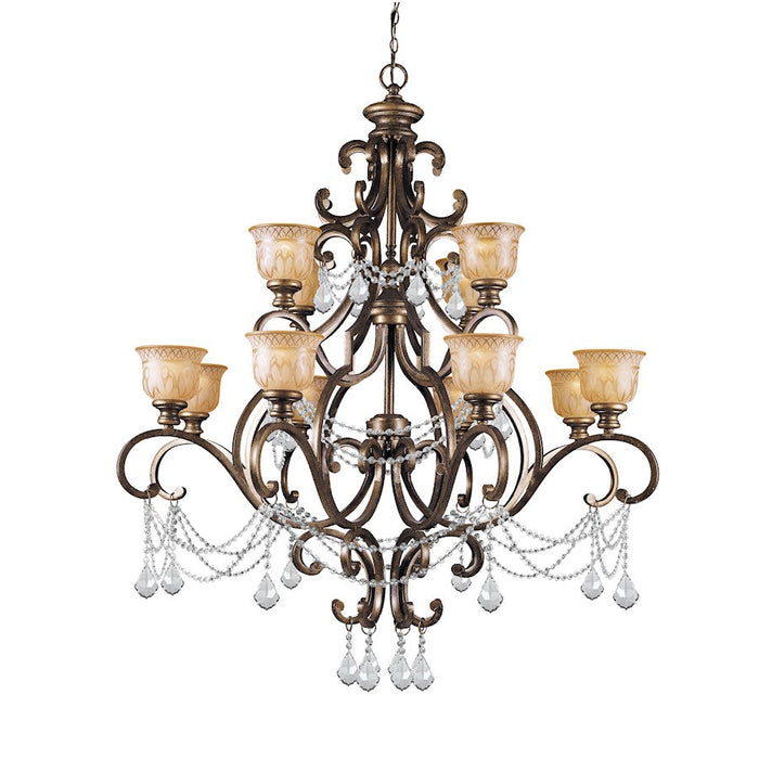 Crystorama Norwalk 12 Light Italian Crystal Chandelier, in Bronze - 7512-BU-CL-I