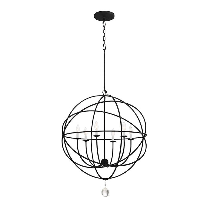 Crystorama Solaris 6 Light Chandelier, Black - 9226-BK