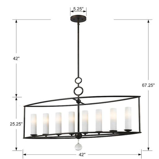 Crystorama Cameron 8 Light Chandelier, English Bronze