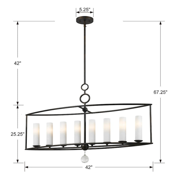 Crystorama Cameron 8 Light Chandelier, English Bronze