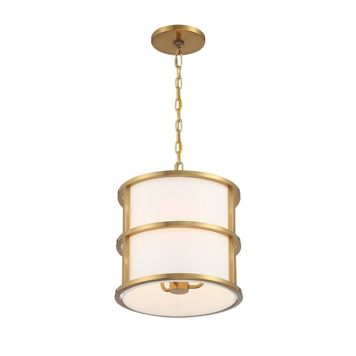 Crystorama Hulton 3 Light Pendant, Luxe Gold/White