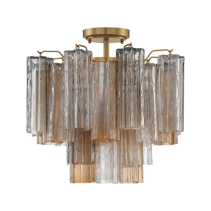 Crystorama Addis 4 Lt Semi Flush, Brass/Tronchi Autumn - ADD-300-AG-AU-CEILING