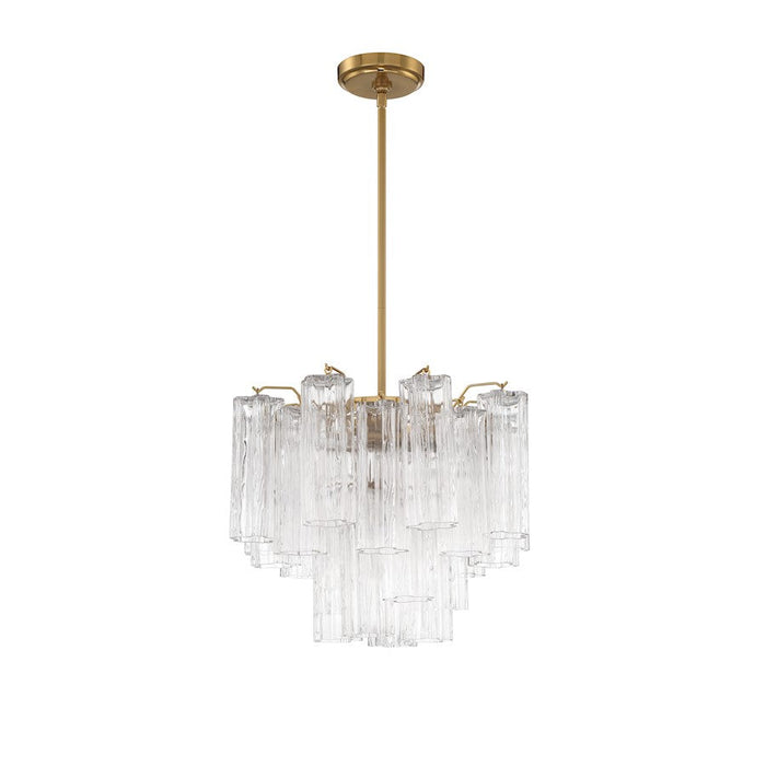 Crystorama Addis 4 Light Chandelier, Brass/Tronchi Glass Clear - ADD-300-AG-CL