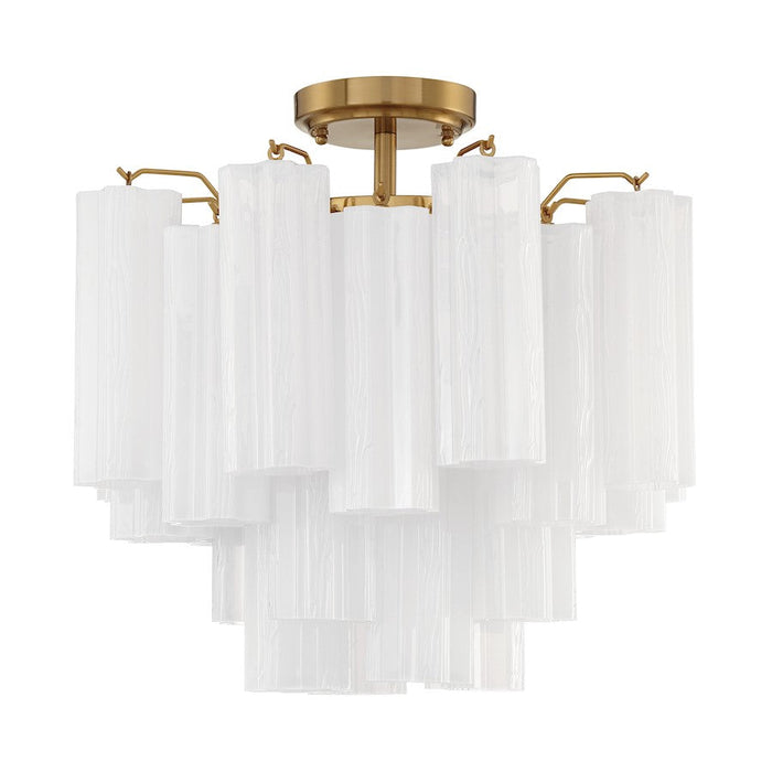 Crystorama Addis 4 Lt Semi Flush, Brass/Tronchi White - ADD-300-AG-WH-CEILING