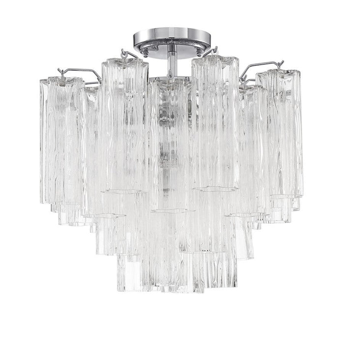 Crystorama Addis 4 Lt Semi Flush, Chrome/Tronchi Clear - ADD-300-CH-CL-CEILING