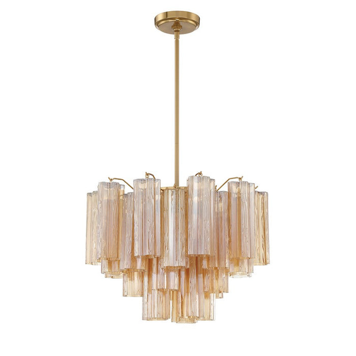 Crystorama Addis 6 Light Chandelier, Brass/Tronchi Glass Amber - ADD-306-AG-AM