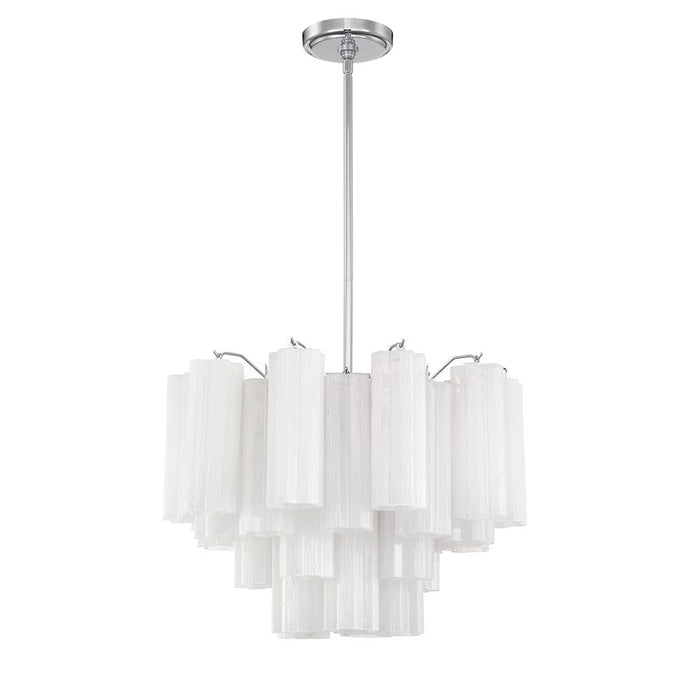 Crystorama Addis 6 Light Chandelier, Chrome/Tronchi Glass White - ADD-306-CH-WH