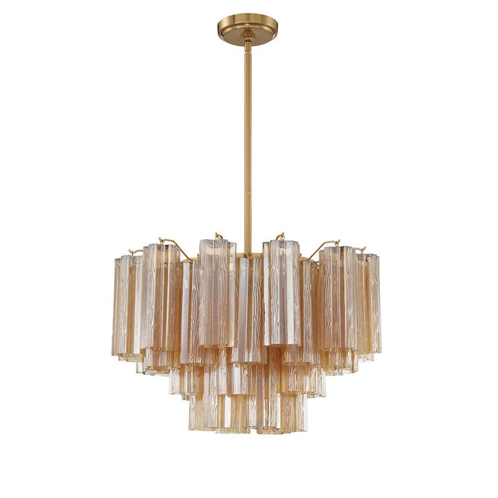 Crystorama Addis 9 Light Chandelier, Brass/Tronchi Glass Amber - ADD-308-AG-AM