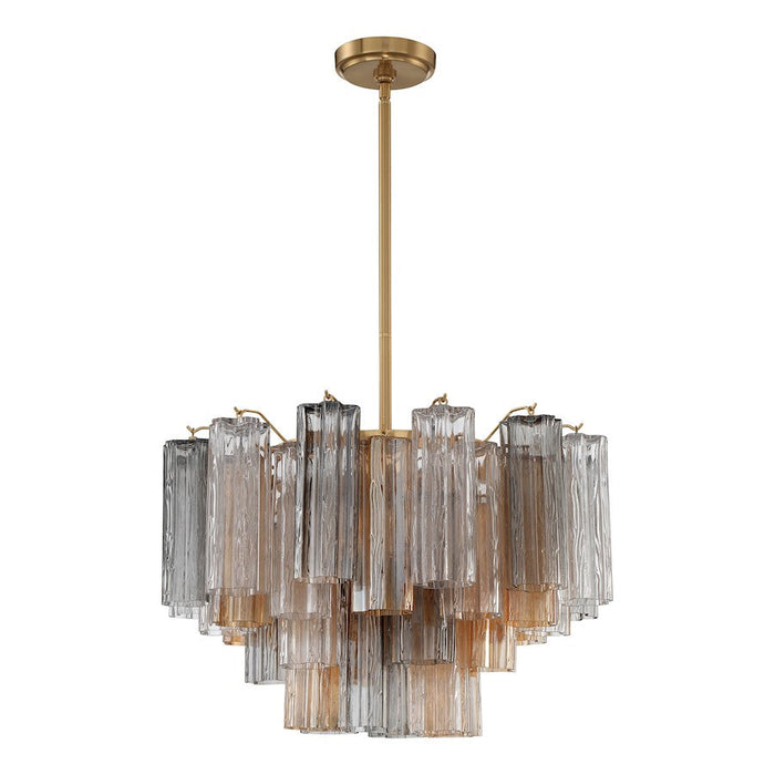 Crystorama Addis 9 Light Chandelier, Brass/Tronchi Glass Autumn - ADD-308-AG-AU