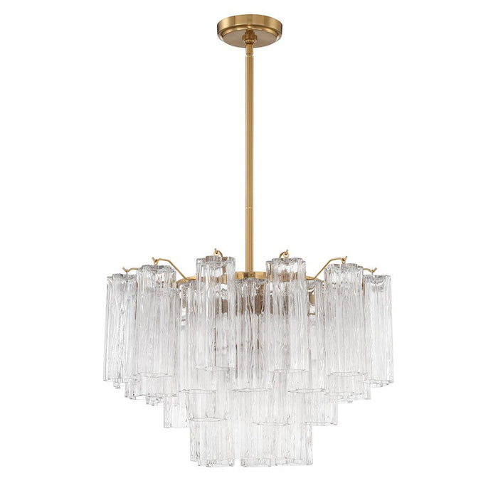 Crystorama Addis 9 Light Chandelier, Brass/Tronchi Glass Clear - ADD-308-AG-CL