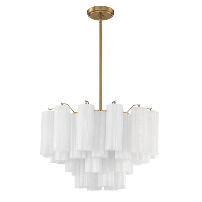 Crystorama Addis 9 Light Chandelier, Brass/Tronchi Glass White - ADD-308-AG-WH