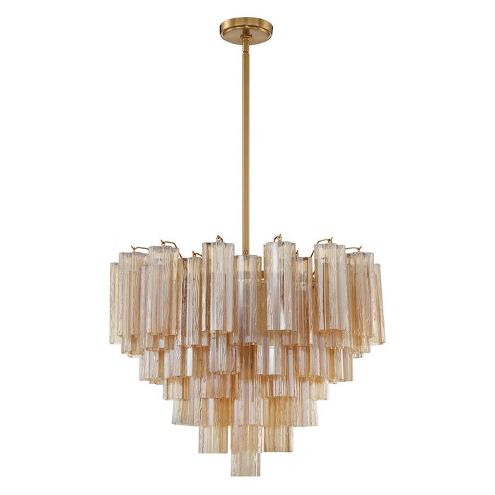 Crystorama Addis 12 Light Chandelier, Brass/Tronchi Glass Amber - ADD-312-AG-AM