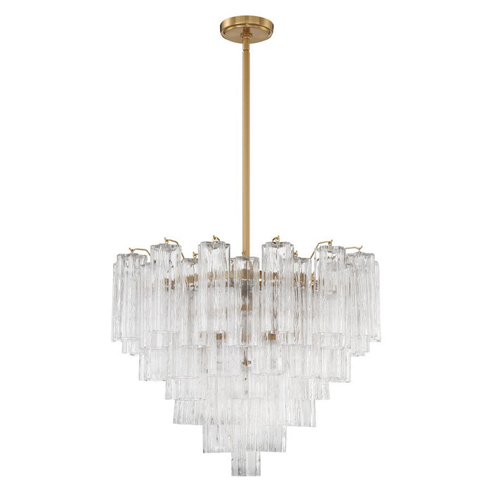 Crystorama Addis 12 Light Chandelier, Brass/Tronchi Glass Clear - ADD-312-AG-CL