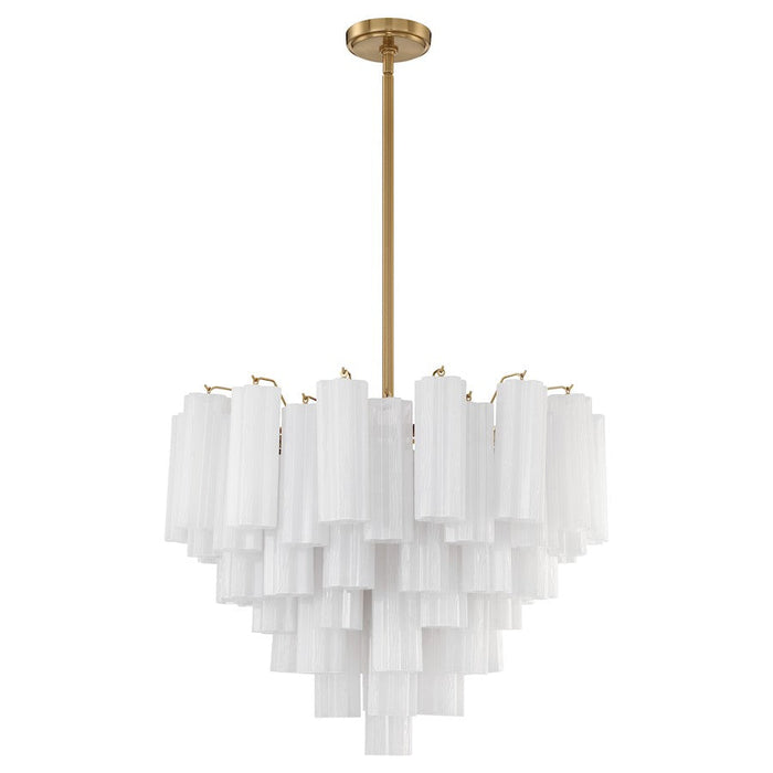 Crystorama Addis 12 Light Chandelier, Brass/Tronchi Glass White - ADD-312-AG-WH