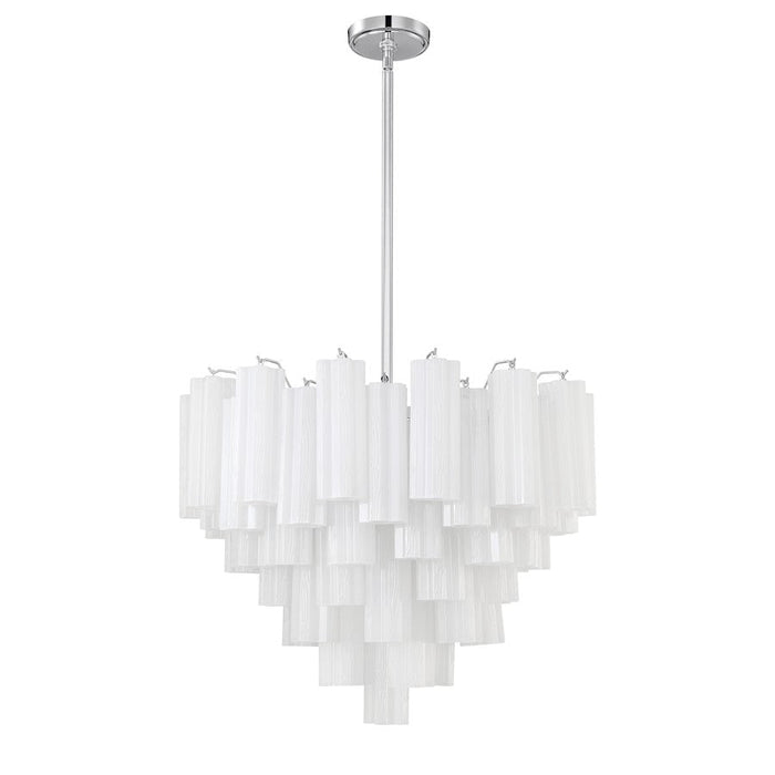 Crystorama Addis 12 Light Chandelier, Chrome/Tronchi Glass White - ADD-312-CH-WH