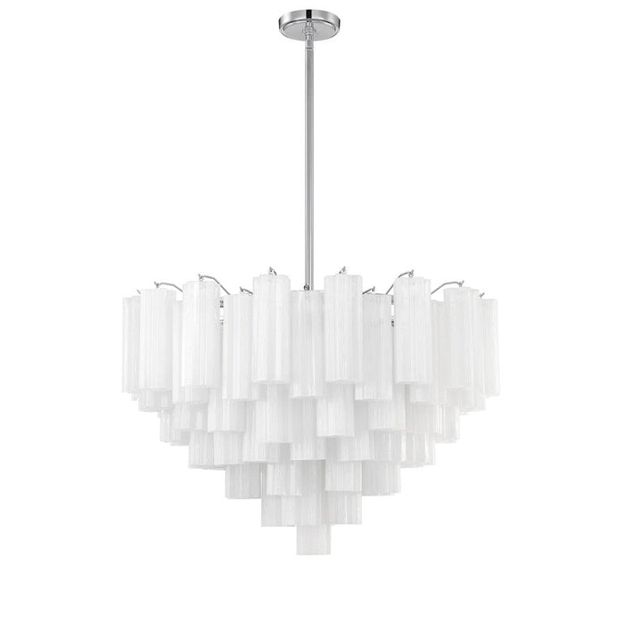 Crystorama Addis 16 Light Chandelier, Chrome/Tronchi Glass White - ADD-316-CH-WH