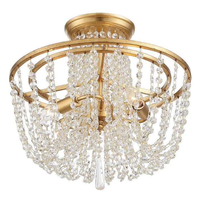 Crystorama Arcadia 3 Light Ceiling Mount, Antique Gold