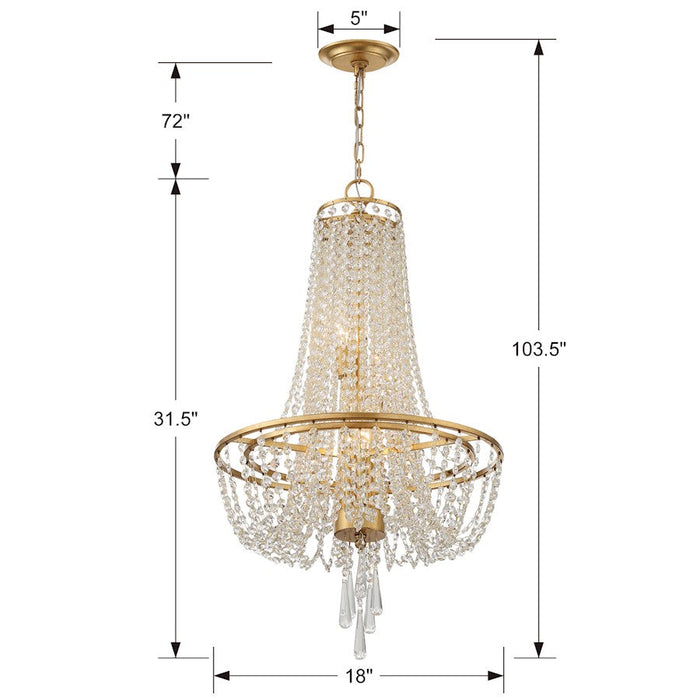 Crystorama Arcadia Chandelier, Antique Gold