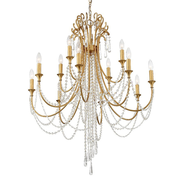 Crystorama Arcadia 12 Light Chandelier, Antique Gold - ARC-1909-GA-CL-MWP