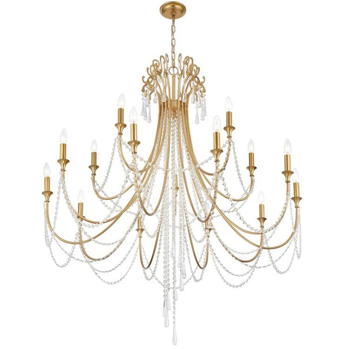 Crystorama Arcadia 15 Light Chandelier, Antique Gold - ARC-1919-GA-CL-MWP