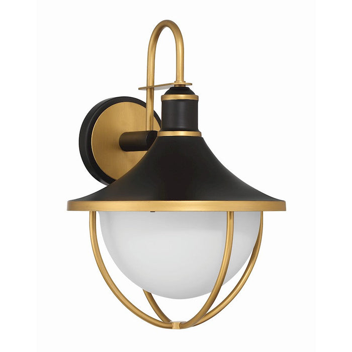 Crystorama Atlas 1 Light 60W Outdoor Sconce, Black/Gold/White