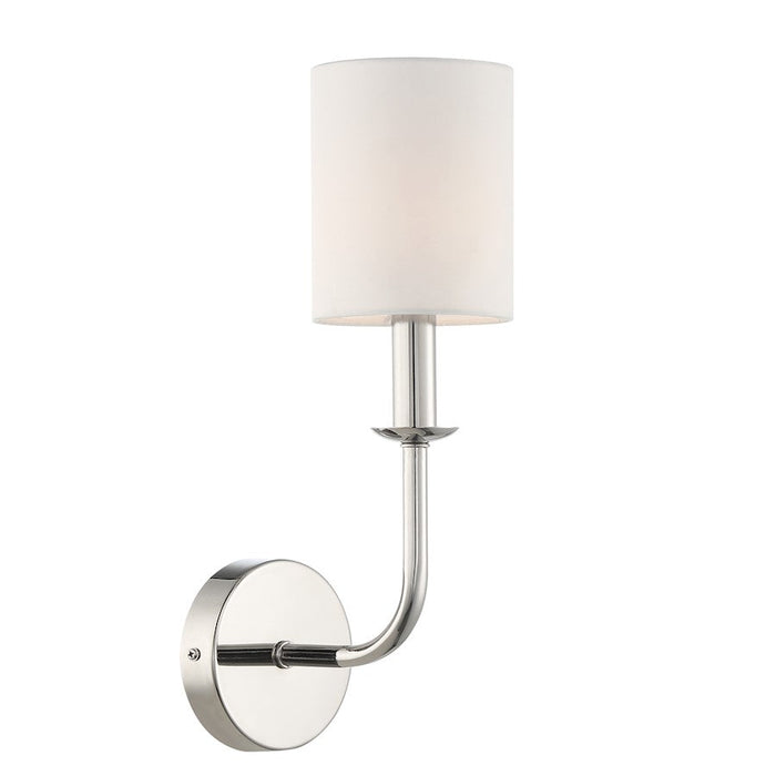 Crystorama Bailey 1 Light Wall Mount, Polished Nickel/White - BAI-A2101-PN