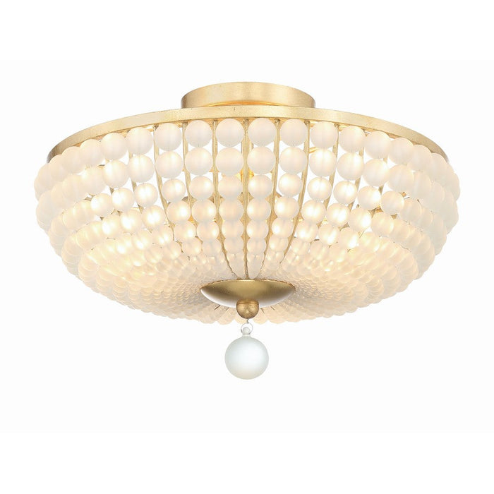 Crystorama Bella 3 Light Semi Flush Mount, Antique Gold - BLA-10660-GA