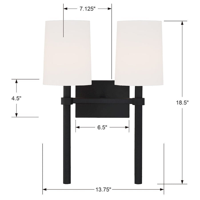 Crystorama Bromley 2 Light Wall Mount