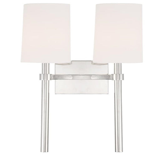 Crystorama Bromley 2 Light Wall Mount, Polished Nickel - BRO-452-PN