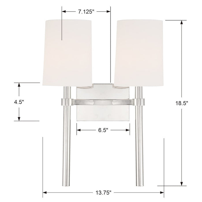 Crystorama Bromley 2 Light Wall Mount