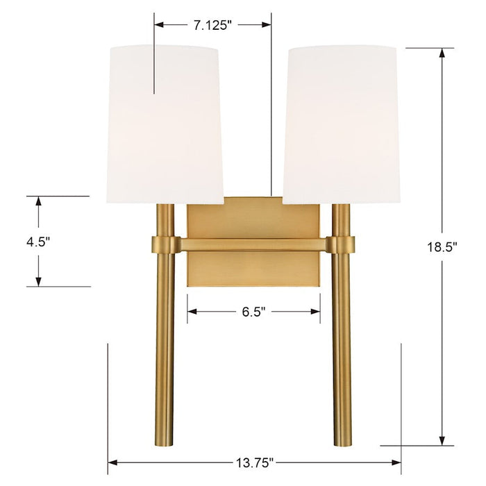 Crystorama Bromley 2 Light Wall Mount