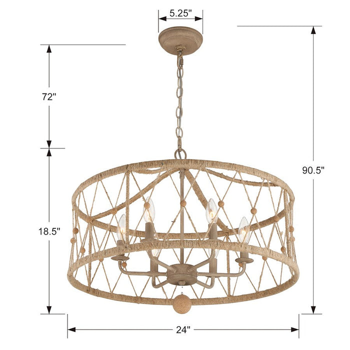 Crystorama Brixton 6 Light Chandelier, Burnished Silver