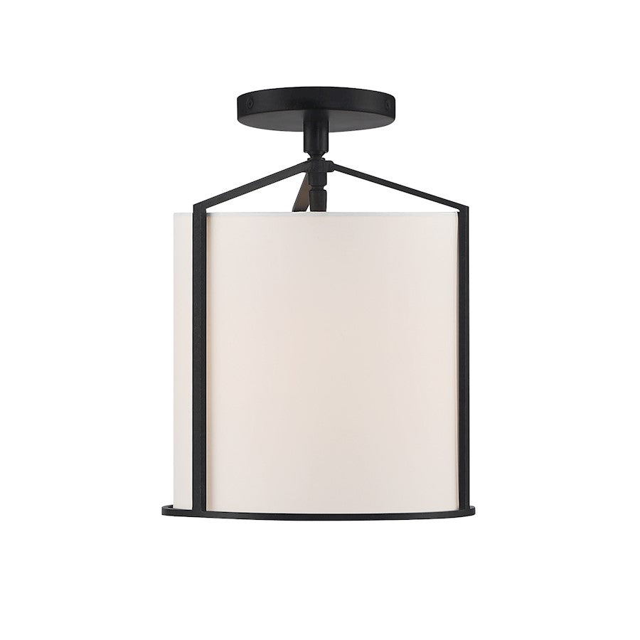 Crystorama Carlyn 1 Light Semi Flush Mount, Black/White - CAR-9201-BK-CEILING