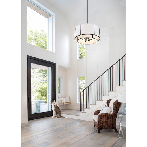 Crystorama Carlyn 6 Light Chandelier, Black/White