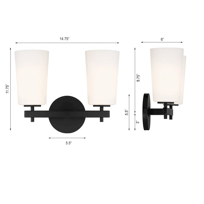 Crystorama Colton 2 Light Wall Mount