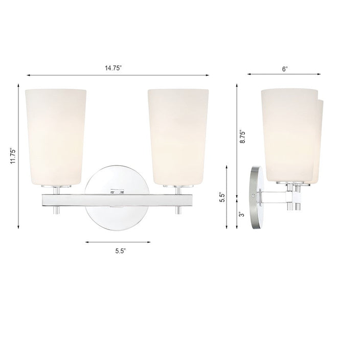 Crystorama Colton 2 Light Wall Mount