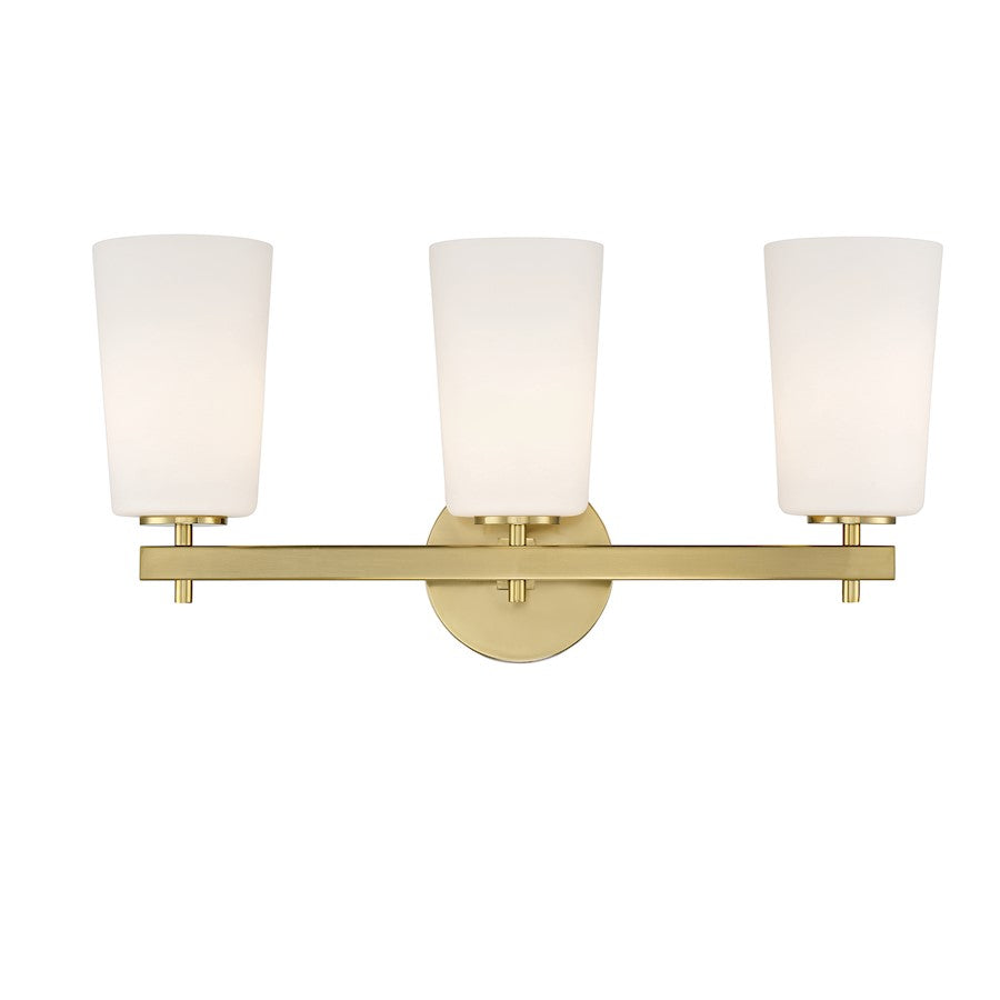 Crystorama Colton 3 Light Wall Mount, Aged Brass/White - COL-103-AG