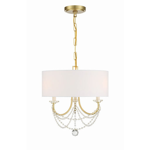 Crystorama Delilah 3 Light Mini Chandelier, Aged Brass/White - DEL-90803-AG